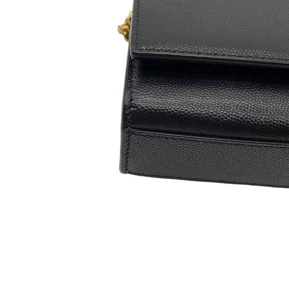 SAINT LAURENT BLACK / GOLD HARDWARE KATE EMBOSSED LEATHER SHOULDER BAG - Picture 11 of 16